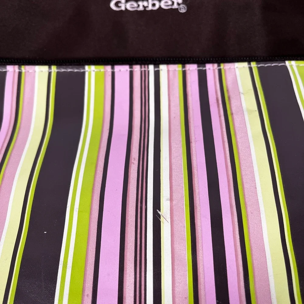 Gerber Pink and Brown Striped Diaper Bag with Changing Mat